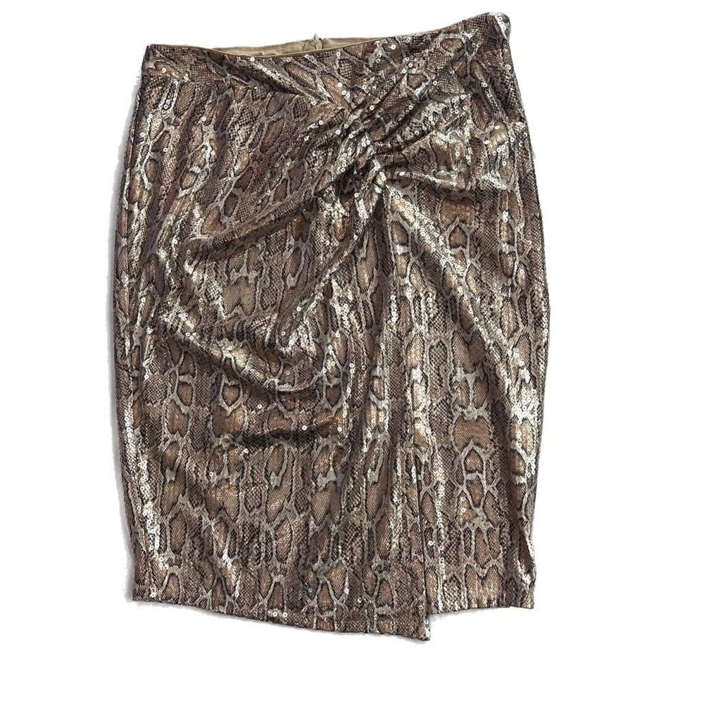 Fashion 2 Figure Gold Sequin‎ Snake Print Midi Skirt - Picture 2 of 7